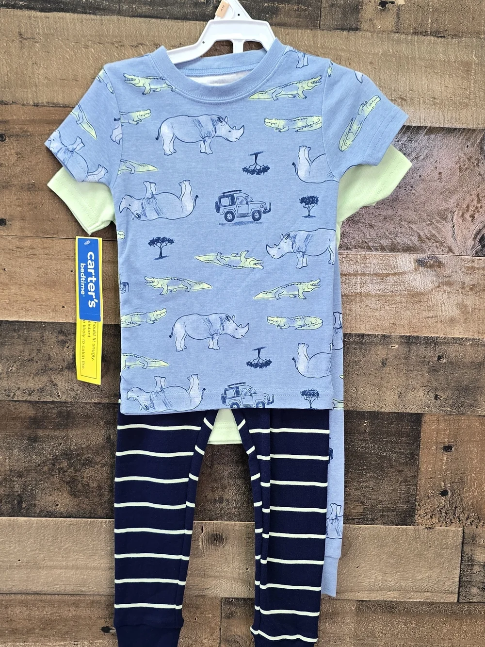 Carter's Light Green & Blue Alligator Pajama Set 4pcs 2T